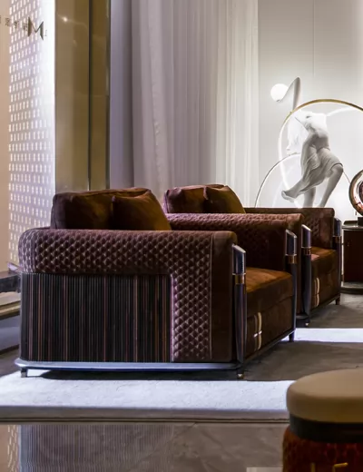 木臣居品东方简奢条纹乌木沙发006款