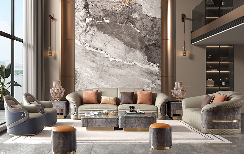 Fanbach Modern Light Luxury Leather Sofa "Yuanbao"